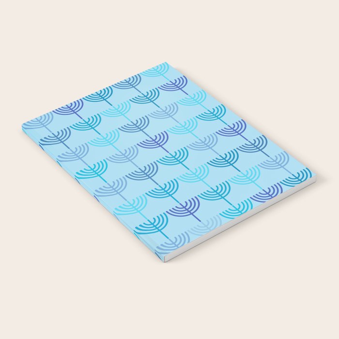 Hanukkah Chanukah Menorah Chanukkiah Pattern in Blue and Turquoise  Notebook