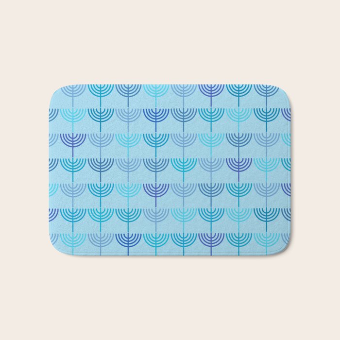 Hanukkah Chanukah Menorah Chanukkiah Pattern in Blue and Turquoise  Bath Mat Gallery Image 1