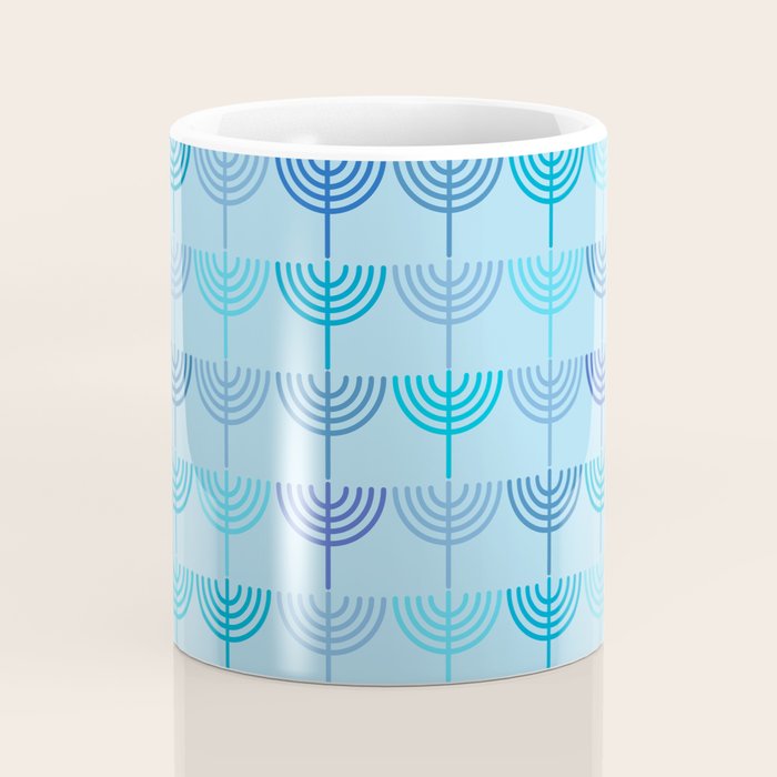 Hanukkah Chanukah Menorah Chanukkiah Pattern in Blue and Turquoise  Coffee Mug Gallery Image 4