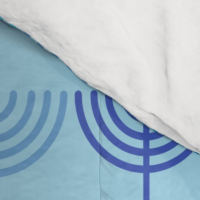 Hanukkah Chanukah Menorah Chanukkiah Pattern in Blue and Turquoise  Comforter Gallery Image 4