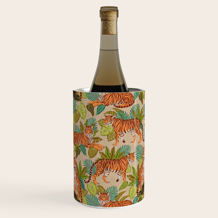 Jungle Tigers In Sand Brown Wine Chiller Gallery Image 1