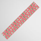 Holiday christmas tree over pink watermelon pattern Table Runner Gallery Image 3