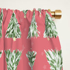 Holiday christmas tree over pink watermelon pattern Window Curtain Gallery Image 2