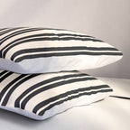 Classic Double Stripe Pattern in Black and Almond Cream Pillow Sham Gallery Image 3