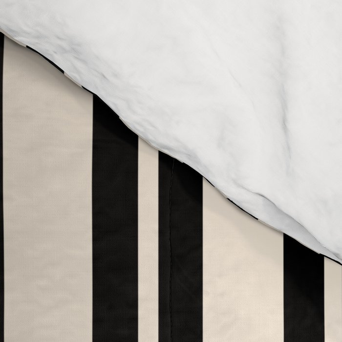 Classic Double Stripe Pattern in Black and Almond Cream Comforter Gallery Image 4