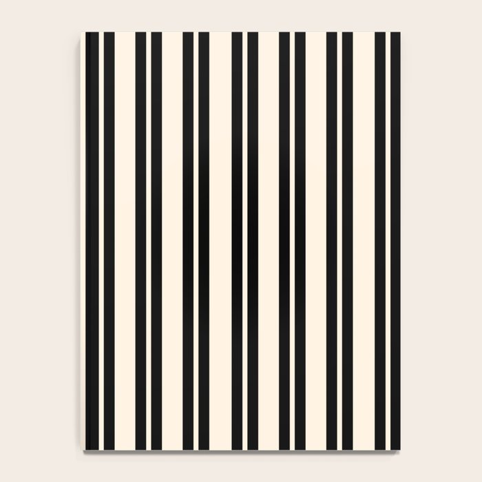 Classic Double Stripe Pattern in Black and Almond Cream Notebook Gallery Image 4