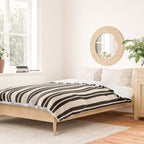 Classic Double Stripe Pattern in Black and Almond Cream Duvet Cover Gallery Image 2