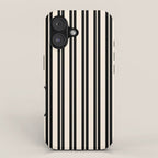 Classic Double Stripe Pattern in Black and Almond Cream iPhone Case Gallery Image 1