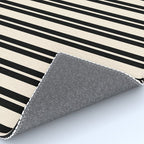 Classic Double Stripe Pattern in Black and Almond Cream Rug Gallery Image 4
