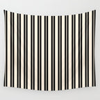Classic Double Stripe Pattern in Black and Almond Cream Wall Tapestry Gallery Image 4