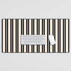 Classic Double Stripe Pattern in Black and Almond Cream Desk Mat Gallery Image 1