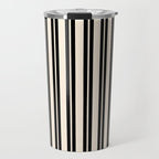 Classic Double Stripe Pattern in Black and Almond Cream Travel Mug Gallery Image 1