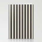 Classic Double Stripe Pattern in Black and Almond Cream Stationery Card Gallery Image 2