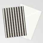 Classic Double Stripe Pattern in Black and Almond Cream Stationery Card Gallery Image 2