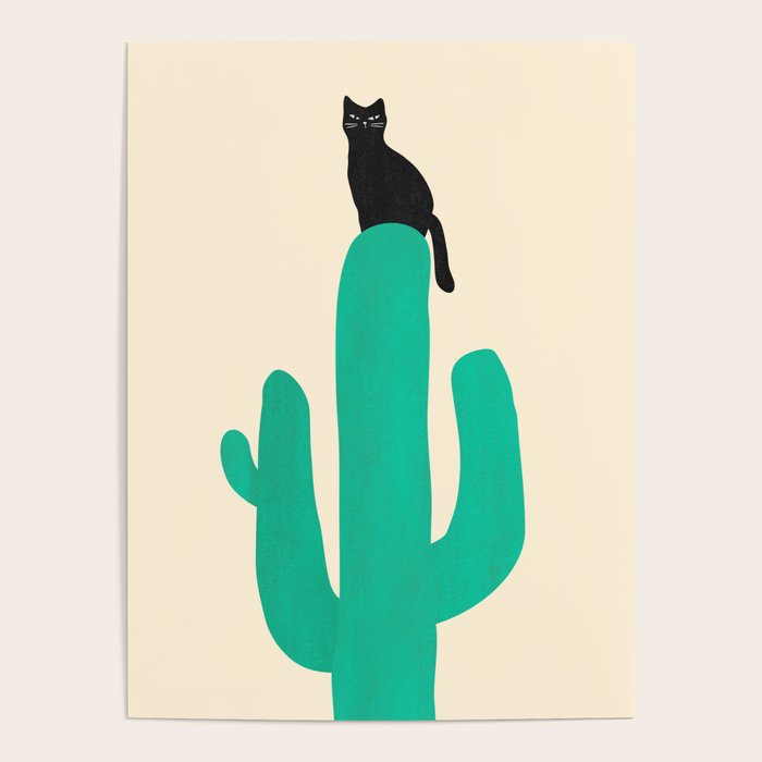 Cat on cactus Poster Gallery Image 1