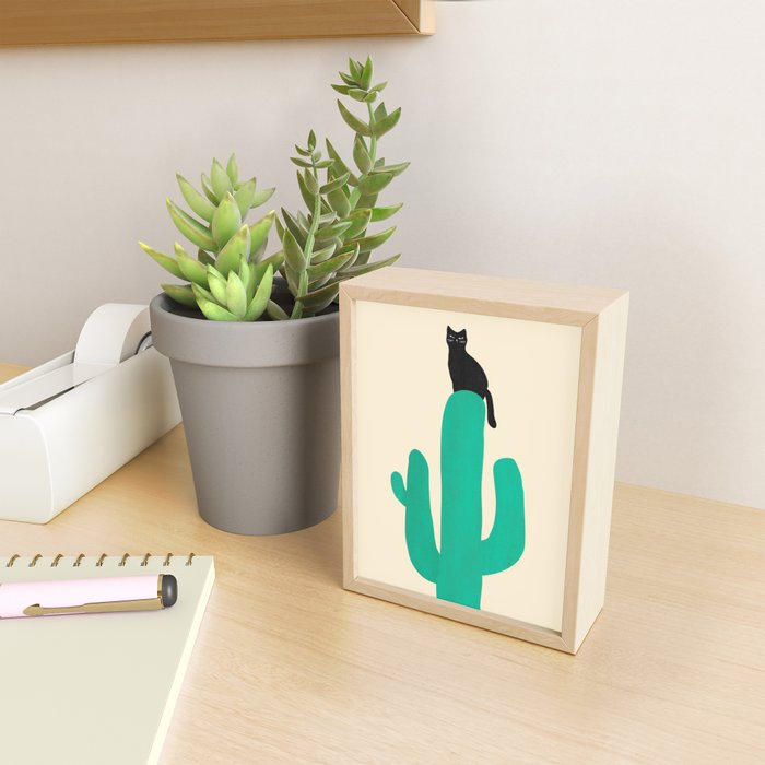 Cat on cactus Mini Art Print Gallery Image 2