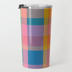 Rainbow Pop Colorful Checked Plaid Pattern Travel Mug Gallery Image 3
