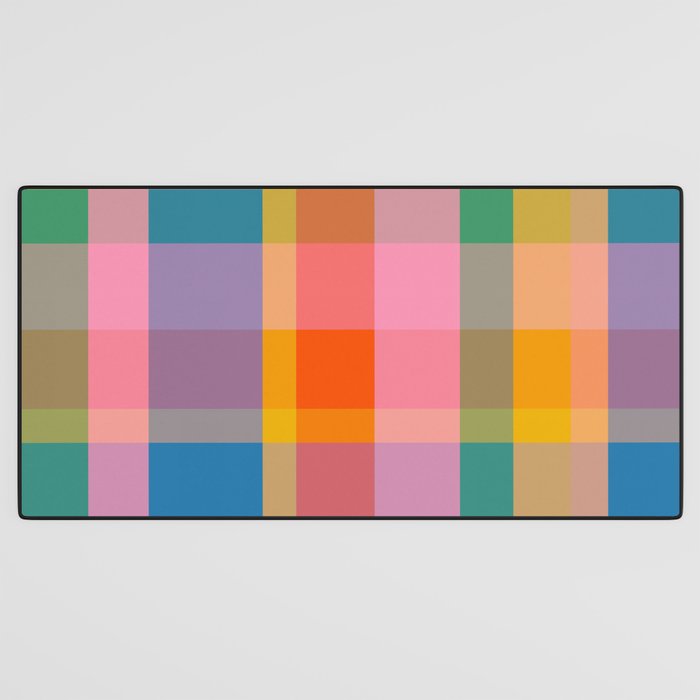 Rainbow Pop Colorful Checked Plaid Pattern Desk Mat Gallery Image 3