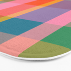 Rainbow Pop Colorful Checked Plaid Pattern Bath Mat Gallery Image 3