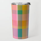 Rainbow Pop Colorful Checked Plaid Pattern Travel Mug Gallery Image 2