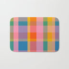 Rainbow Pop Colorful Checked Plaid Pattern Bath Mat Gallery Image 1