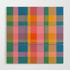 Rainbow Pop Colorful Checked Plaid Pattern Wood Wall Art Gallery Image 1