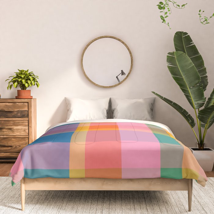Rainbow Pop Colorful Checked Plaid Pattern Comforter Gallery Image 3