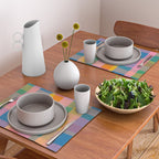 Rainbow Pop Colorful Checked Plaid Pattern Placemat Gallery Image 2