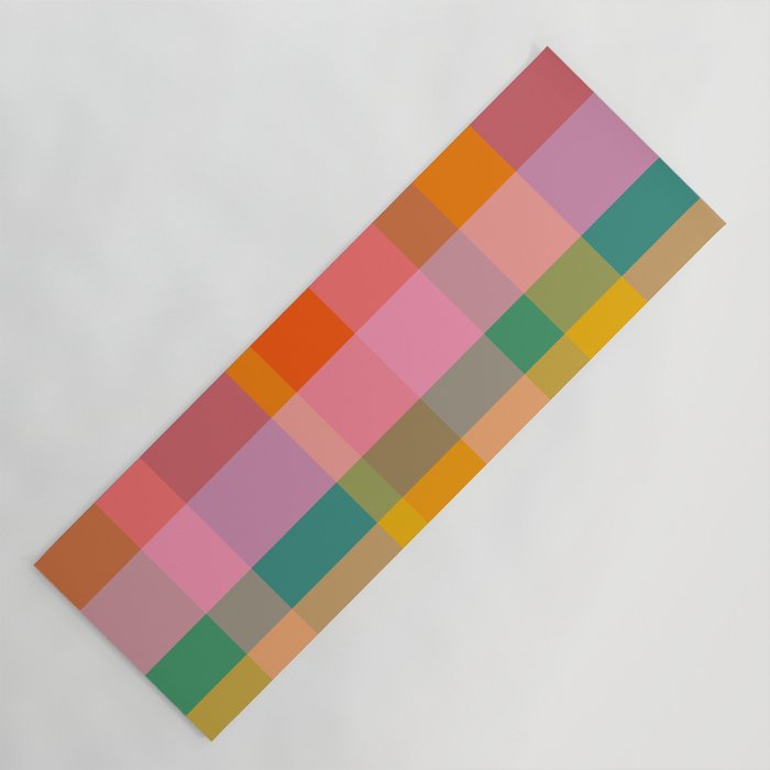 Rainbow Pop Colorful Checked Plaid Pattern Yoga Mat Gallery Image 1