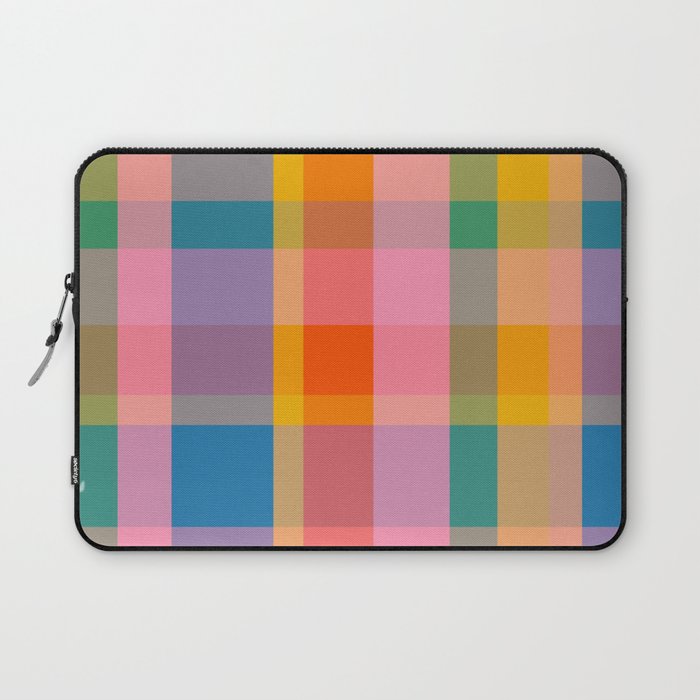 Rainbow Pop Colorful Checked Plaid Pattern Laptop Sleeve Gallery Image 1