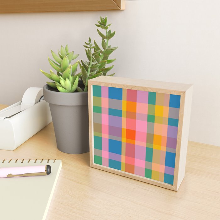 Rainbow Pop Colorful Checked Plaid Pattern Mini Art Print Gallery Image 2