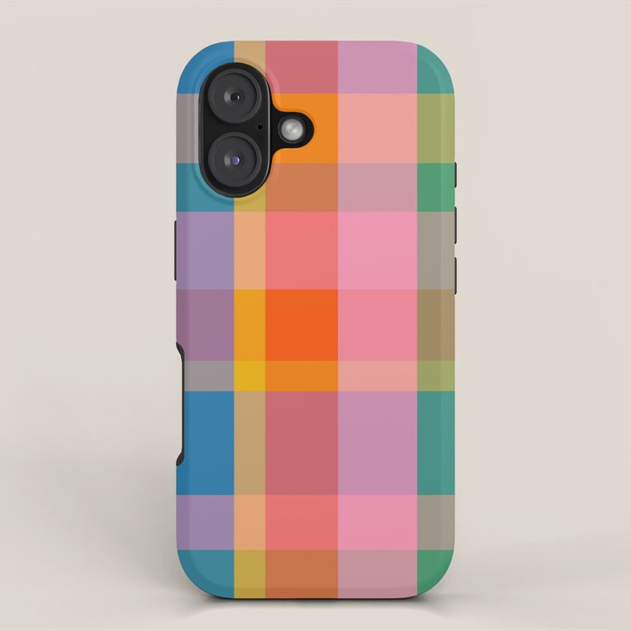 Rainbow Pop Colorful Checked Plaid Pattern iPhone Case Gallery Image 1
