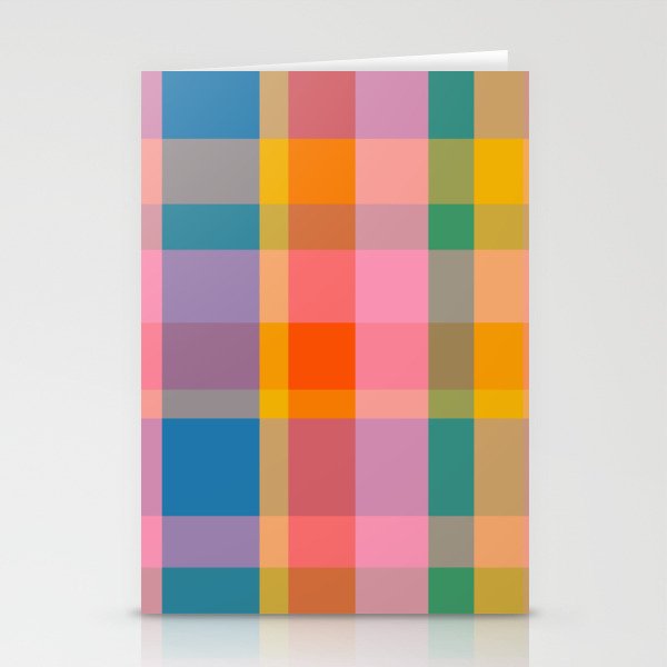 Rainbow Pop Colorful Checked Plaid Pattern Stationery Card Gallery Image 2