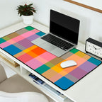 Rainbow Pop Colorful Checked Plaid Pattern Desk Mat Gallery Image 2