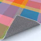 Rainbow Pop Colorful Checked Plaid Pattern Rug Gallery Image 4
