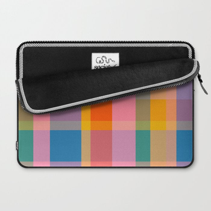 Rainbow Pop Colorful Checked Plaid Pattern Laptop Sleeve Gallery Image 2