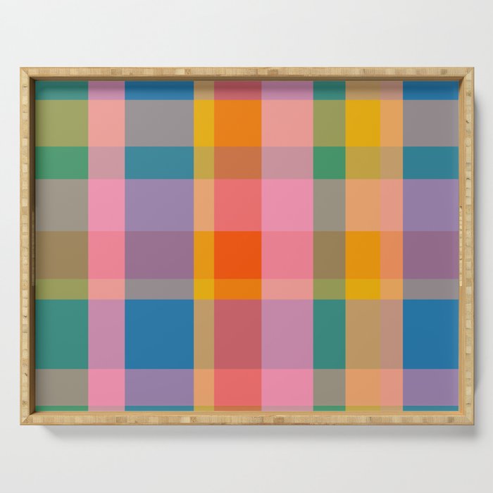 Rainbow Pop Colorful Checked Plaid Pattern Serving Tray Gallery Image 1