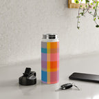 Rainbow Pop Colorful Checked Plaid Pattern Water Bottle Gallery Image 4