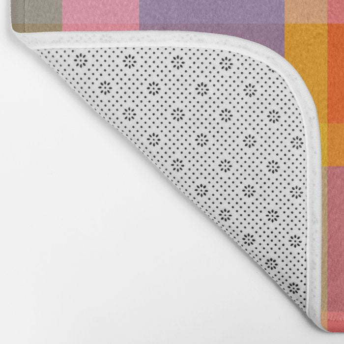 Rainbow Pop Colorful Checked Plaid Pattern Bath Mat Gallery Image 2