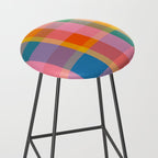 Rainbow Pop Colorful Checked Plaid Pattern Stool Gallery Image 2