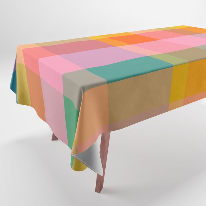 Rainbow Pop Colorful Checked Plaid Pattern Tablecloth Gallery Image 1