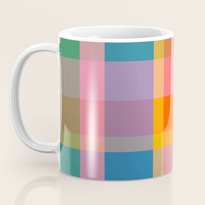 Rainbow Pop Colorful Checked Plaid Pattern Coffee Mug Gallery Image 3