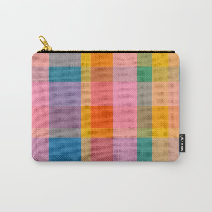Rainbow Pop Colorful Checked Plaid Pattern Carry All Pouch Gallery Image 1