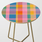Rainbow Pop Colorful Checked Plaid Pattern Side Table Gallery Image 2