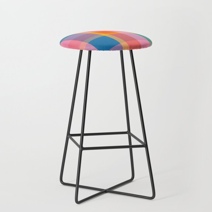 Rainbow Pop Colorful Checked Plaid Pattern Stool Gallery Image 1