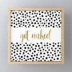 Get Naked Sign, Funny Bathroom Art, Black, White and Gold Mini Art Print Gallery Image 1