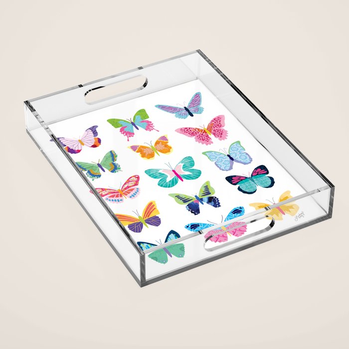 Colorful Butterflies  Acrylic Tray Gallery Image 1