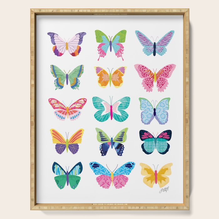 Colorful Butterflies  Serving Tray Gallery Image 1