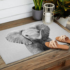 Baby Elephant - Black & White Outdoor Rug Gallery Image 2