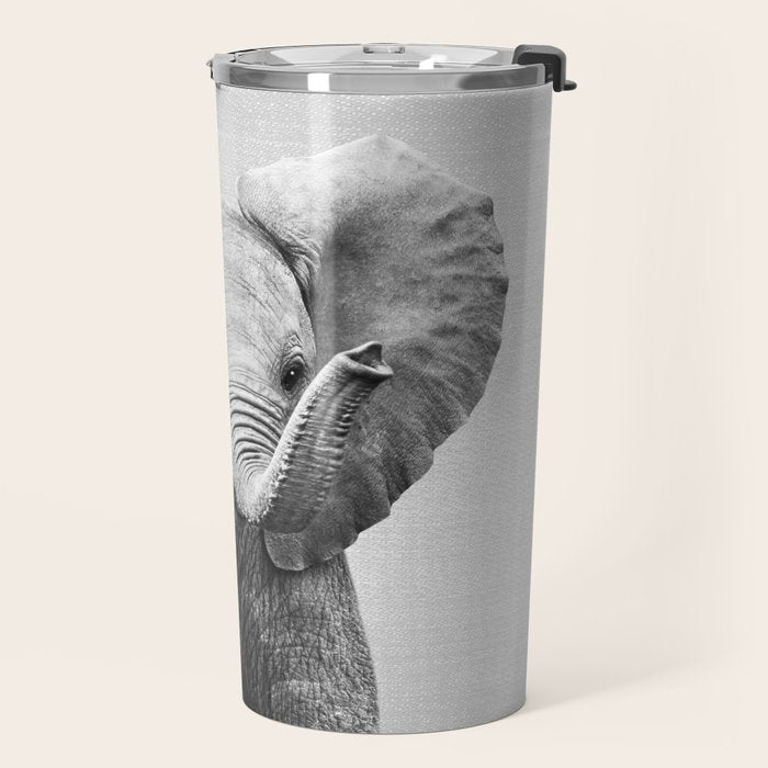 Baby Elephant - Black & White Travel Mug Gallery Image 2